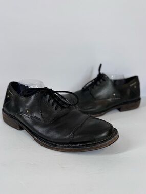Bed Stu Men's Novello Cap Toe Lace Up Oxford Dress Shoe Black Leather Size 12